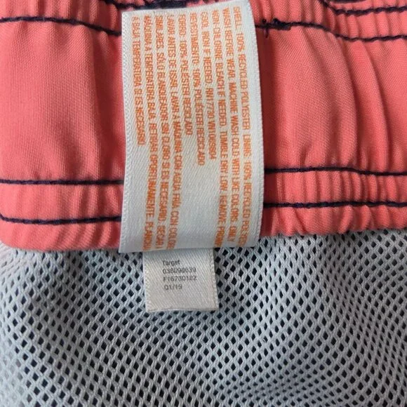 Boys Cat & Jack Large Swim Trunks Blue & White Striped Elastic Waist Mesh Lining - Picture 7 of 7